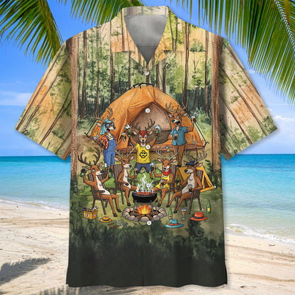 Friends Fires Fun Camping Crew Deer Hawaiian Shirt