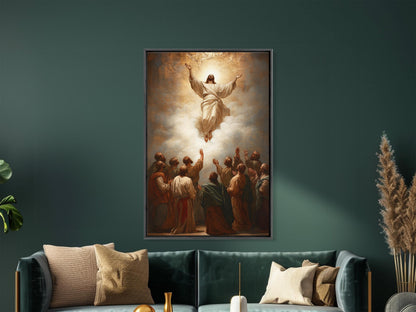 Ascension of Christ Rising into Heaven Framed Canvas Print Wall art