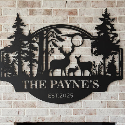 Personalized Deer Cabin Metal Sign, Custom Hunting Sign, Cabin Decor,Father's Day Gift