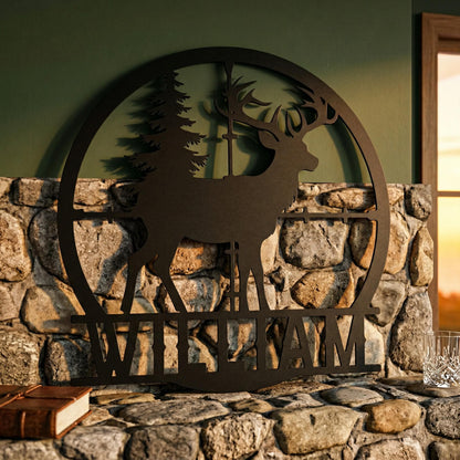 Personalized Deer metal sign Wall Art, Custom Hunting Gear Accessories for Man Cav