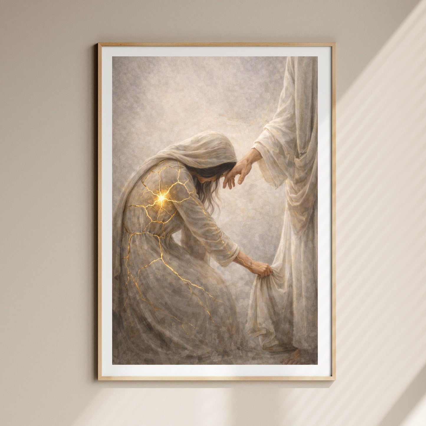 Kintsugi Faith Christian Canvas Art, Woman Healed by Faith Wall Art