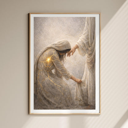 Kintsugi Faith Christian Canvas Art, Woman Healed by Faith Wall Art