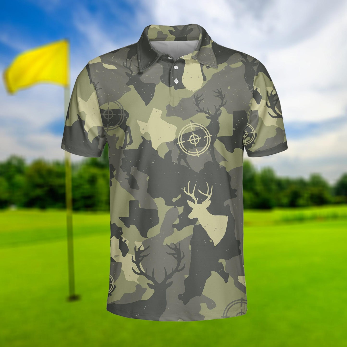 Deer Hunting Polo Shirt: Men's Texas Golf Shirt For Men