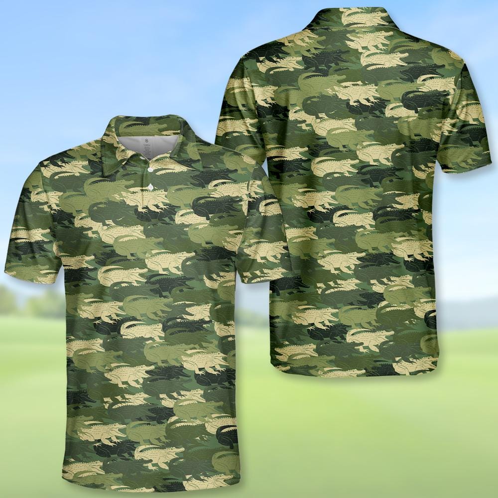 Alligator Fish Camouflage Polo Shirt for Men Women