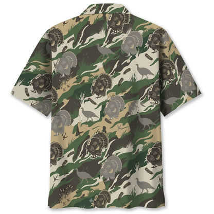Outdoor Turkey Hunting Camo Print Graphic Hawaiian Shirt