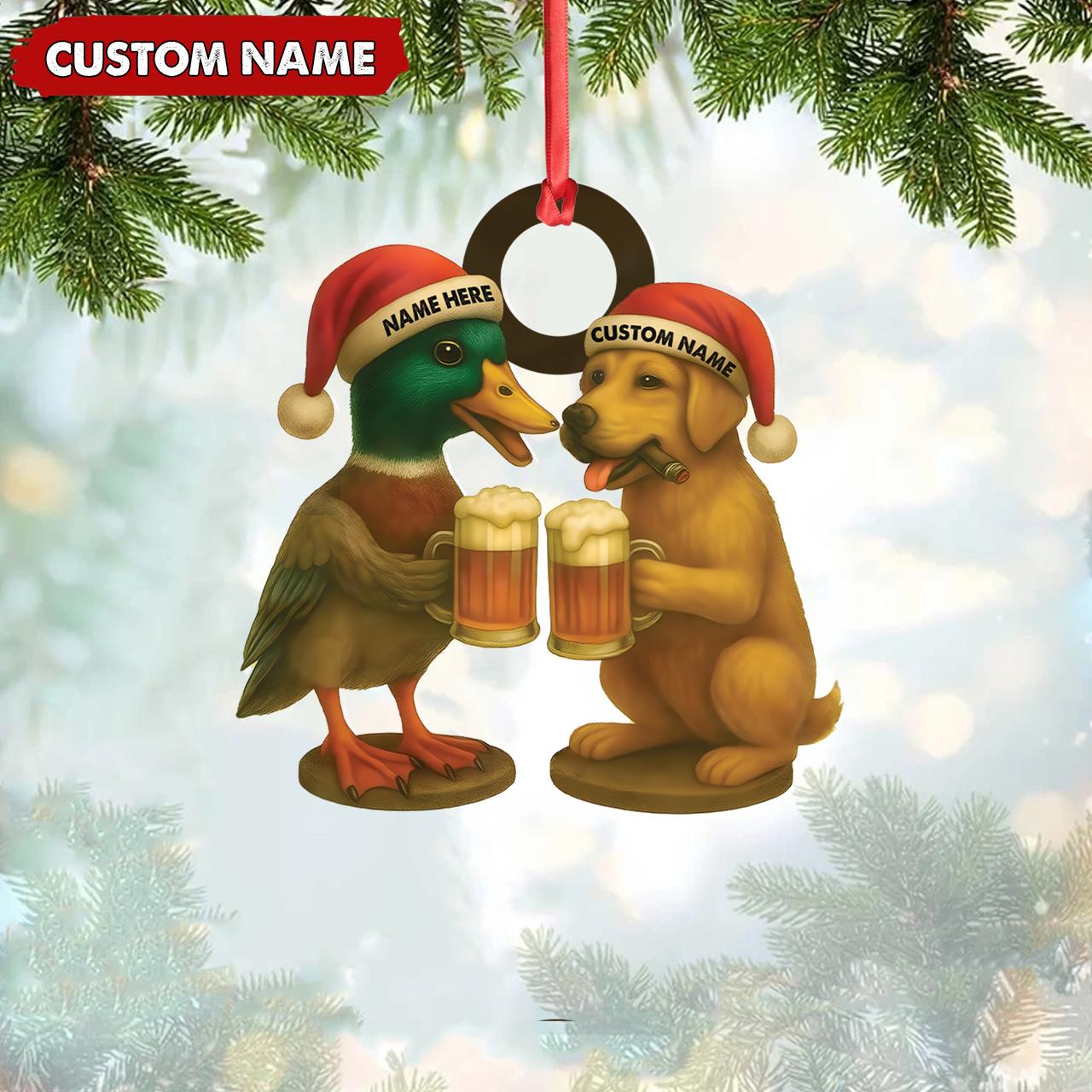 Custom Duck And Dog 2D Flat Acrylic Ornament