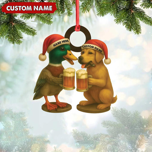Custom Duck And Dog 2D Flat Acrylic Ornament
