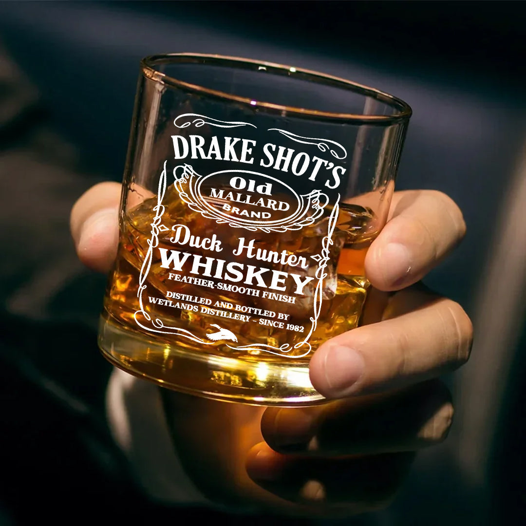 Drake Shot’s Whiskey Decanter Set – Engraved Duck Hunter Glass Barware Gift For Waterfowl Hunters & Drinking Lovers