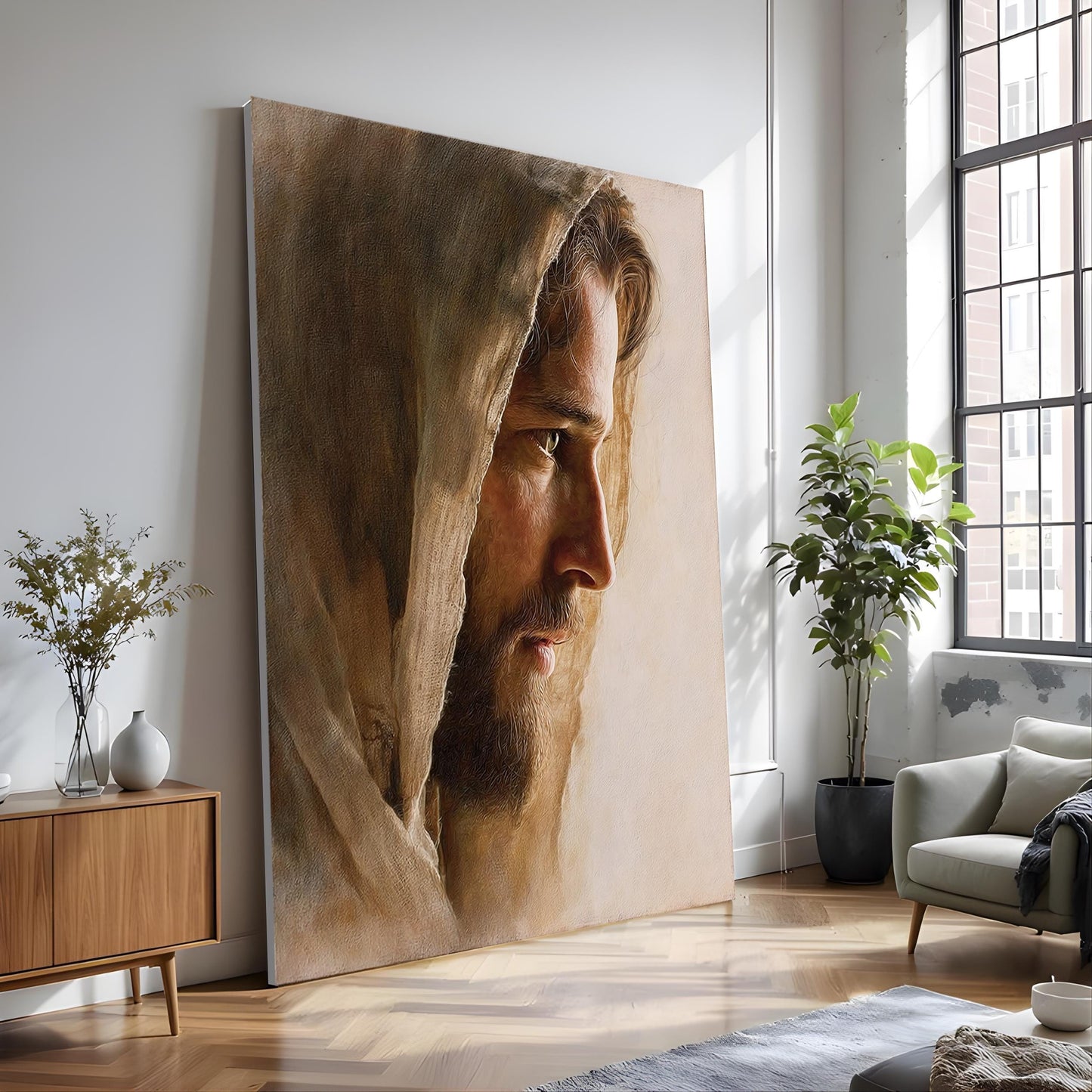Jesus Portrait Canvas Art Soft Christian Wall Decor Religious Poster Print