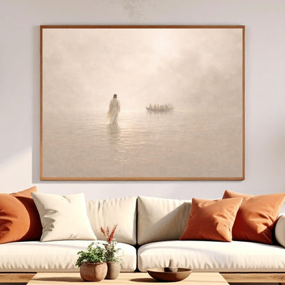 Jesus Walking on Water Canvas Print, Christian Wall Art, Biblical Faith Wall Decor