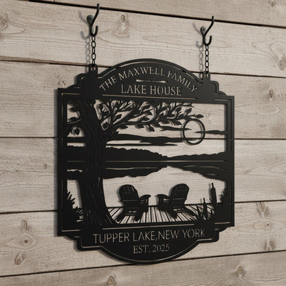 Personalized Lake House Metal Sign: Custom Outdoor Decor, Lake House Welcome Sign