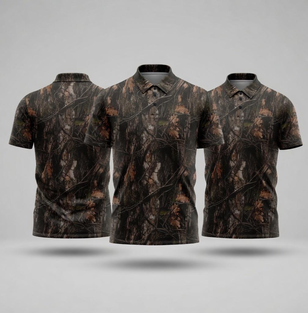 Real Tree Camouflage Polo Shirt for Men Women, Hunting Outdoor Shirt