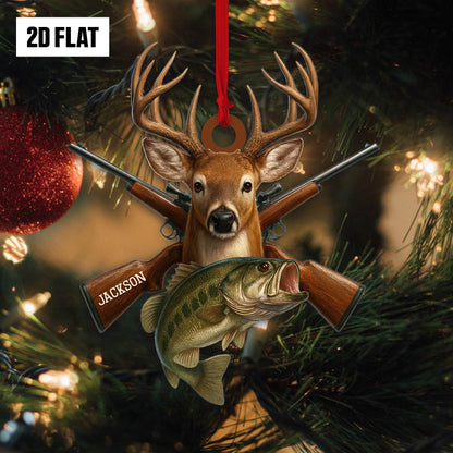 Personalized Hunting Flat Ornament, Custom Name Christmas Tree Ornament