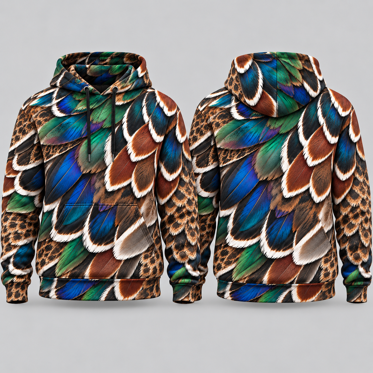 Wood Duck Feather Pattern Hoodie