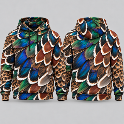 Wood Duck Feather Pattern Hoodie