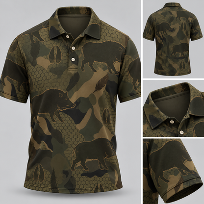 Wild Boar Camouflage Hunting Polo Shirt VCE1021