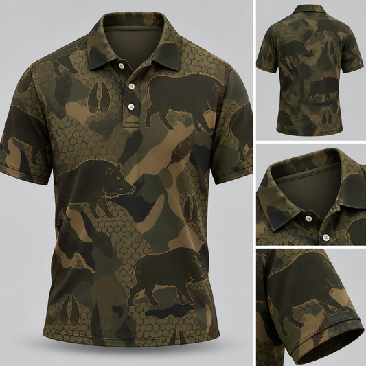 Wild Boar Camouflage Hunting Polo Shirt VCE1021