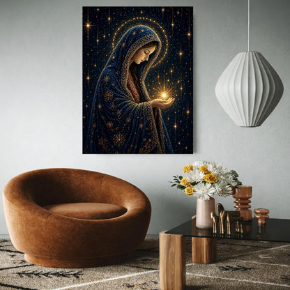 Virgin Mary Starry Night Canvas Wall Art