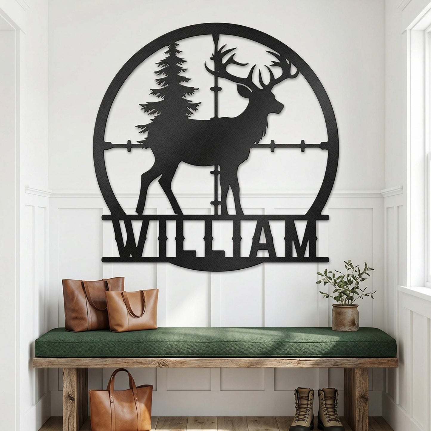 Personalized Deer metal sign Wall Art, Custom Hunting Gear Accessories for Man Cav