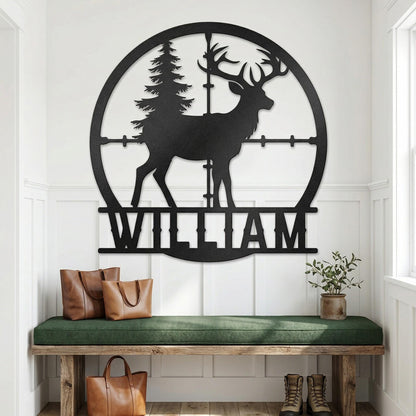 Personalized Deer metal sign Wall Art, Custom Hunting Gear Accessories for Man Cav