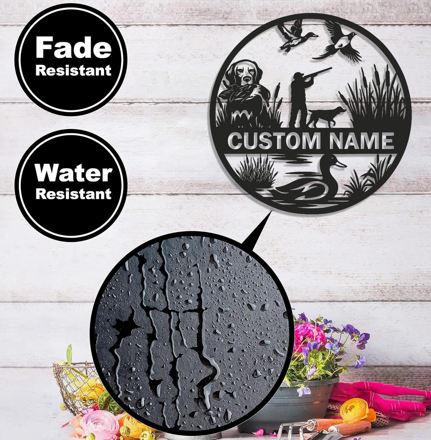 Personalized Metal Sign WITH LED/WITHOUT LED – Duck Hunting Scene with Dog and Hunter