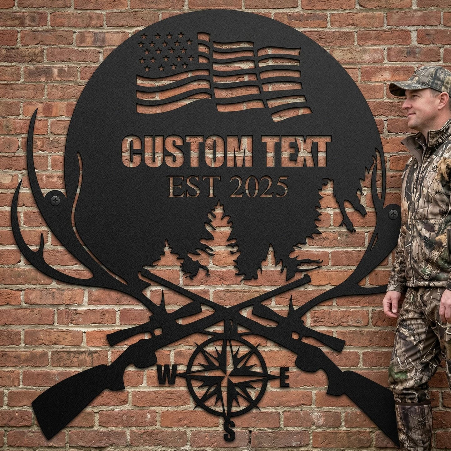 Custom Deer Antler metal sign , Personalized Hunting Wall Decor for Cabin