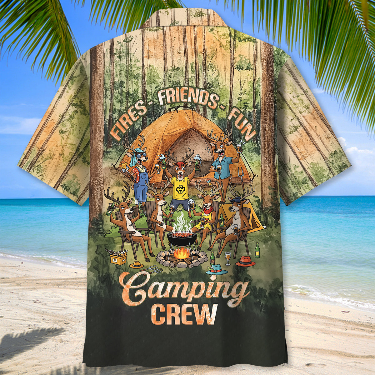 Friends Fires Fun Camping Crew Deer Hawaiian Shirt