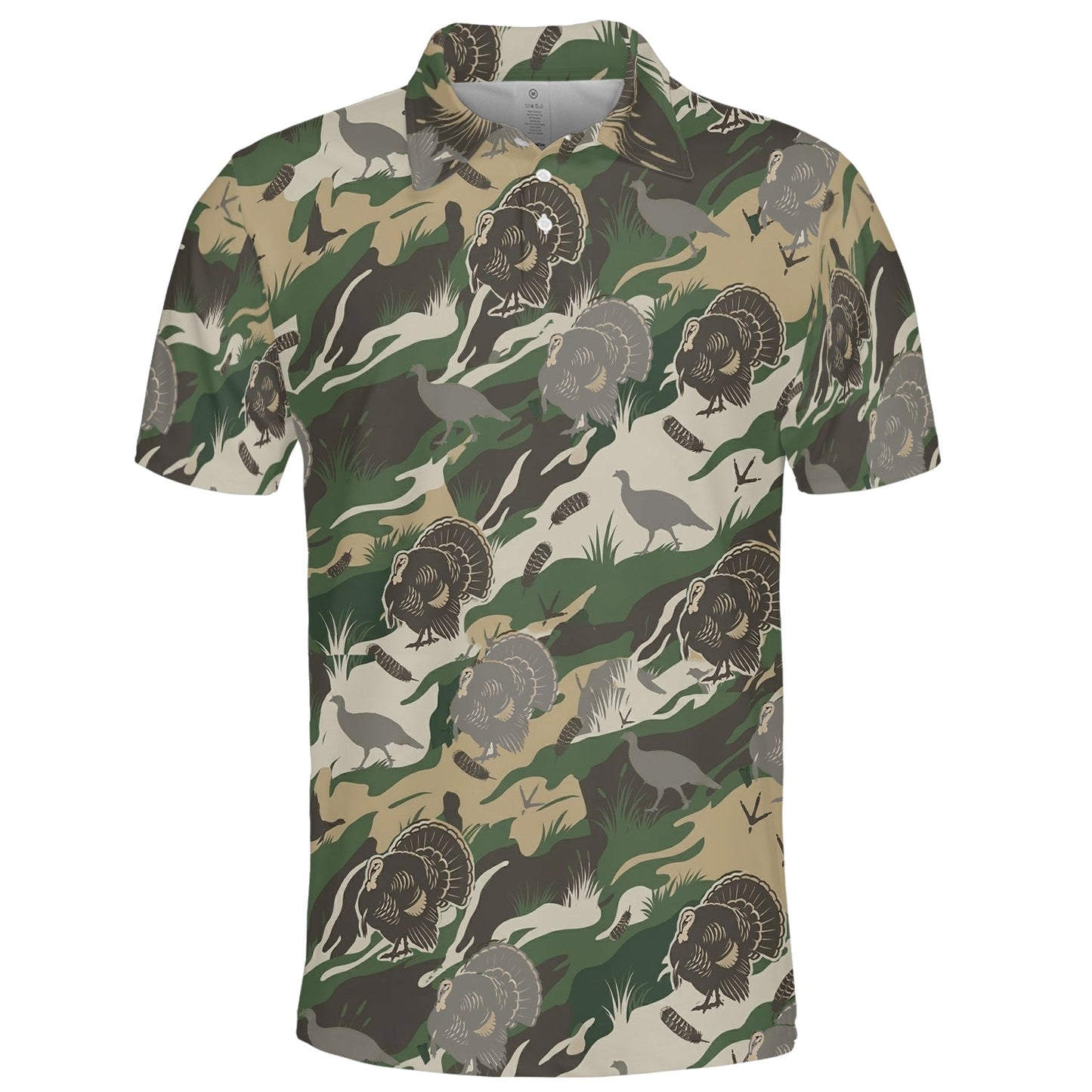 Outdoor Turkey Hunting Camo Print Graphic Polo Shirt