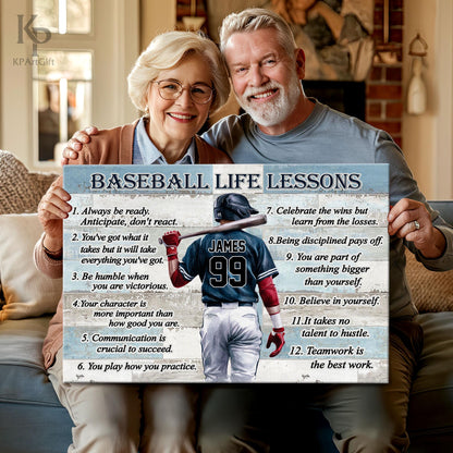 Softball Life Lessons Personalized Canvas, Custom Softball Poster Print Wall Art