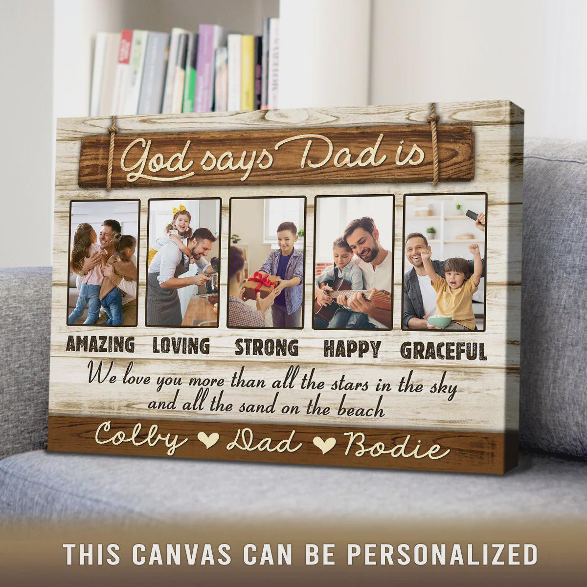 Best Father’s Day Personalized Photo And Names Canvas Print