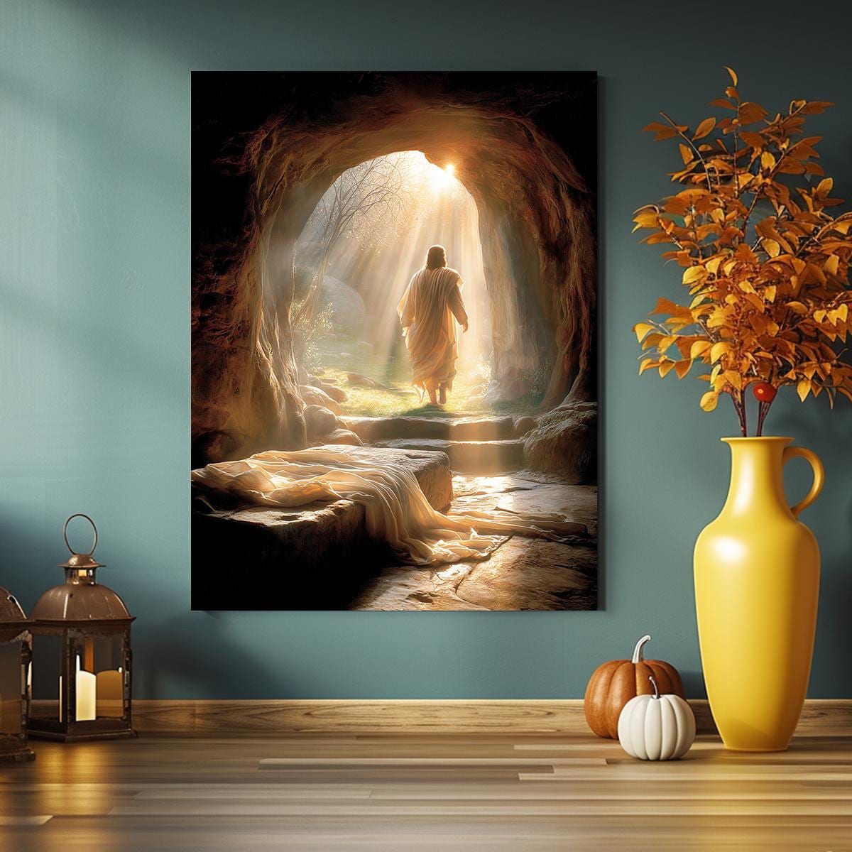 Risen Jesus Canvas Print, Empty Tomb, Christian Easter Artwork