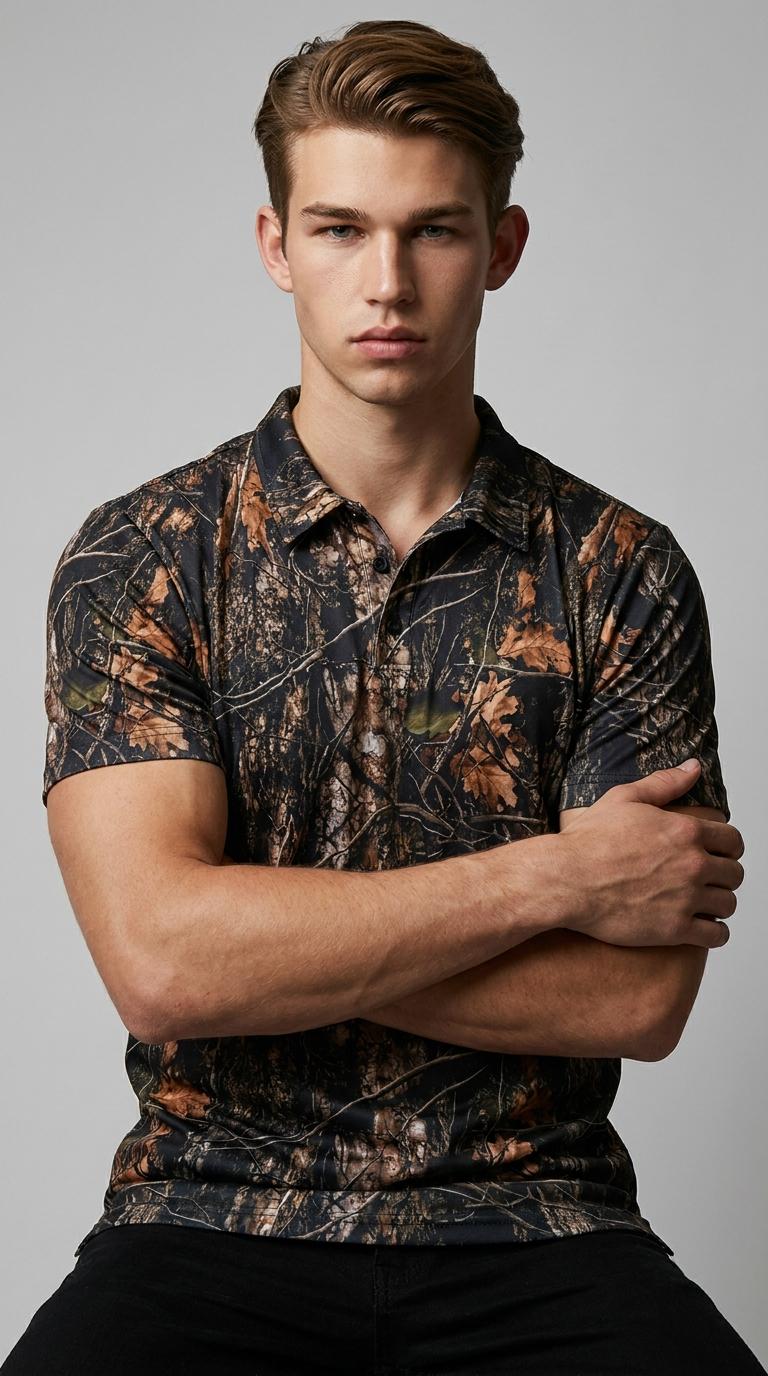 Real Tree Camouflage Polo Shirt for Men Women, Hunting Outdoor Shirt