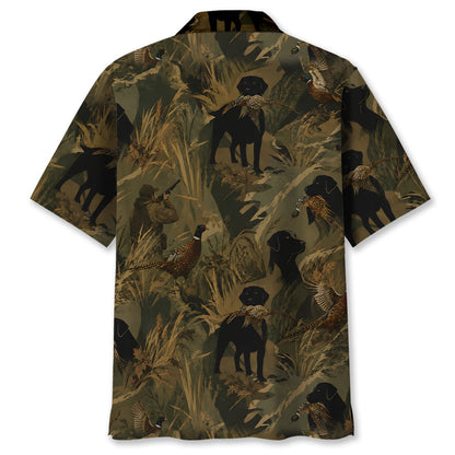 Wild Pheasant Retriever Camouflage Hawaiian Shirt