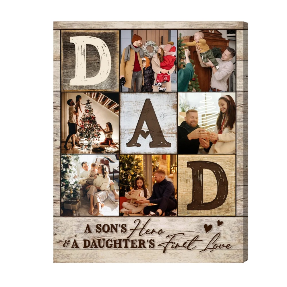 Personalized Dad Photo Collage Canvas Father’s Day Gift From Kids