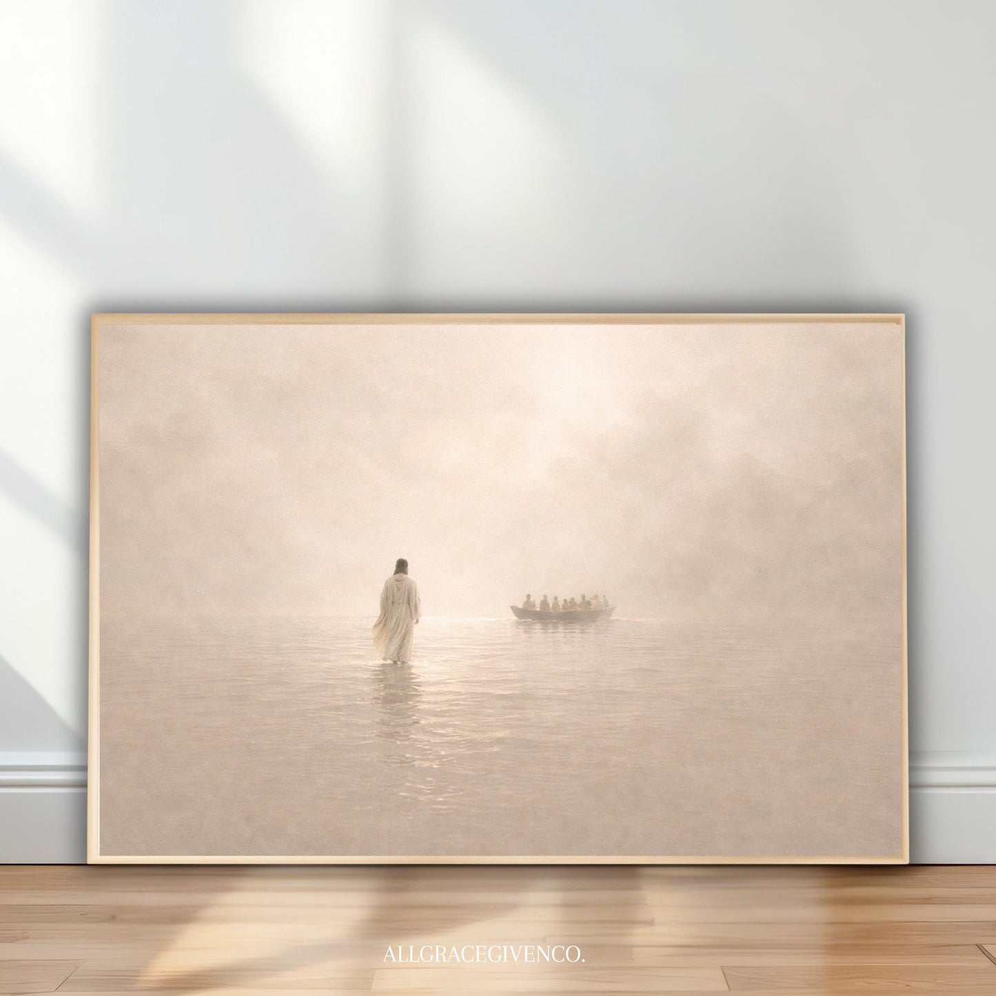 Jesus Walking on Water Canvas Print, Christian Wall Art, Biblical Faith Wall Decor