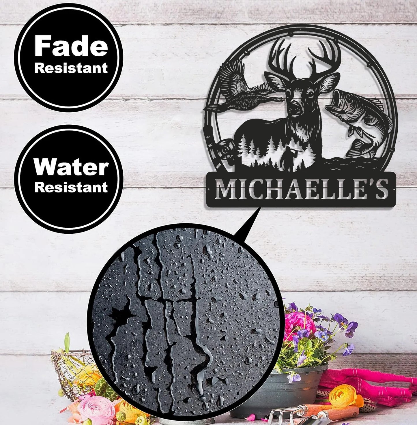 Personalized Hunting Metal Sign WITH LED/WITHOUT LED - Deer, Duck & Fish Wildlife Wall Art