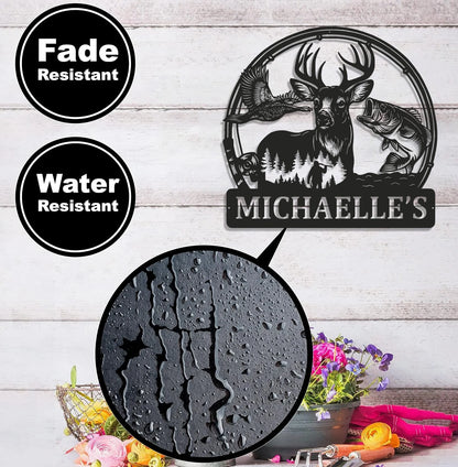 Personalized Hunting Metal Sign WITH LED/WITHOUT LED - Deer, Duck & Fish Wildlife Wall Art
