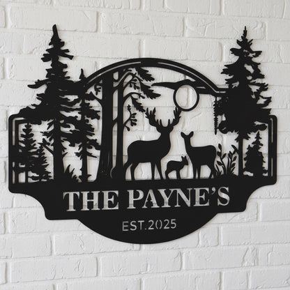 Personalized Deer Cabin Metal Sign, Custom Hunting Sign, Cabin Decor,Father's Day Gift