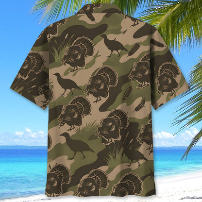 Vintage Camouflage Wild Turkey Hunting Hawaiian Shirt