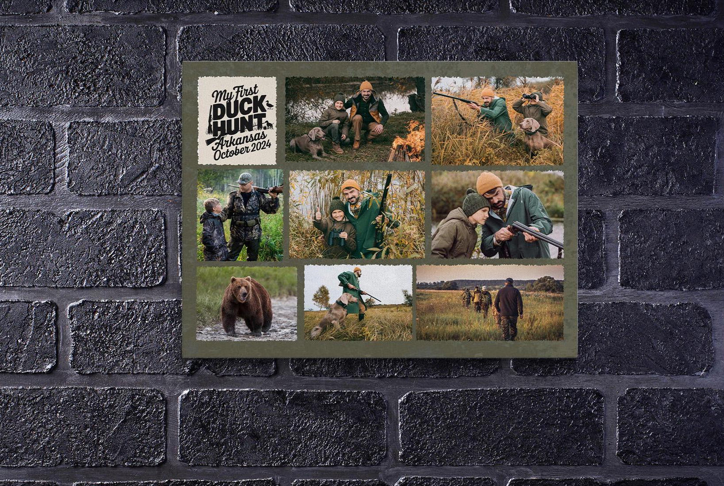 Hunting Trip Photo Collage Canvas, First Hunt Memories Gift