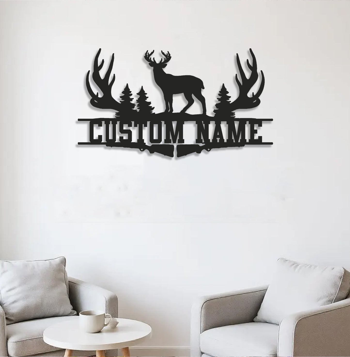 Personalized Deer Antler Metal Sign WITH LED/WITHOUT LED Light Custom Name Forest Wall Art