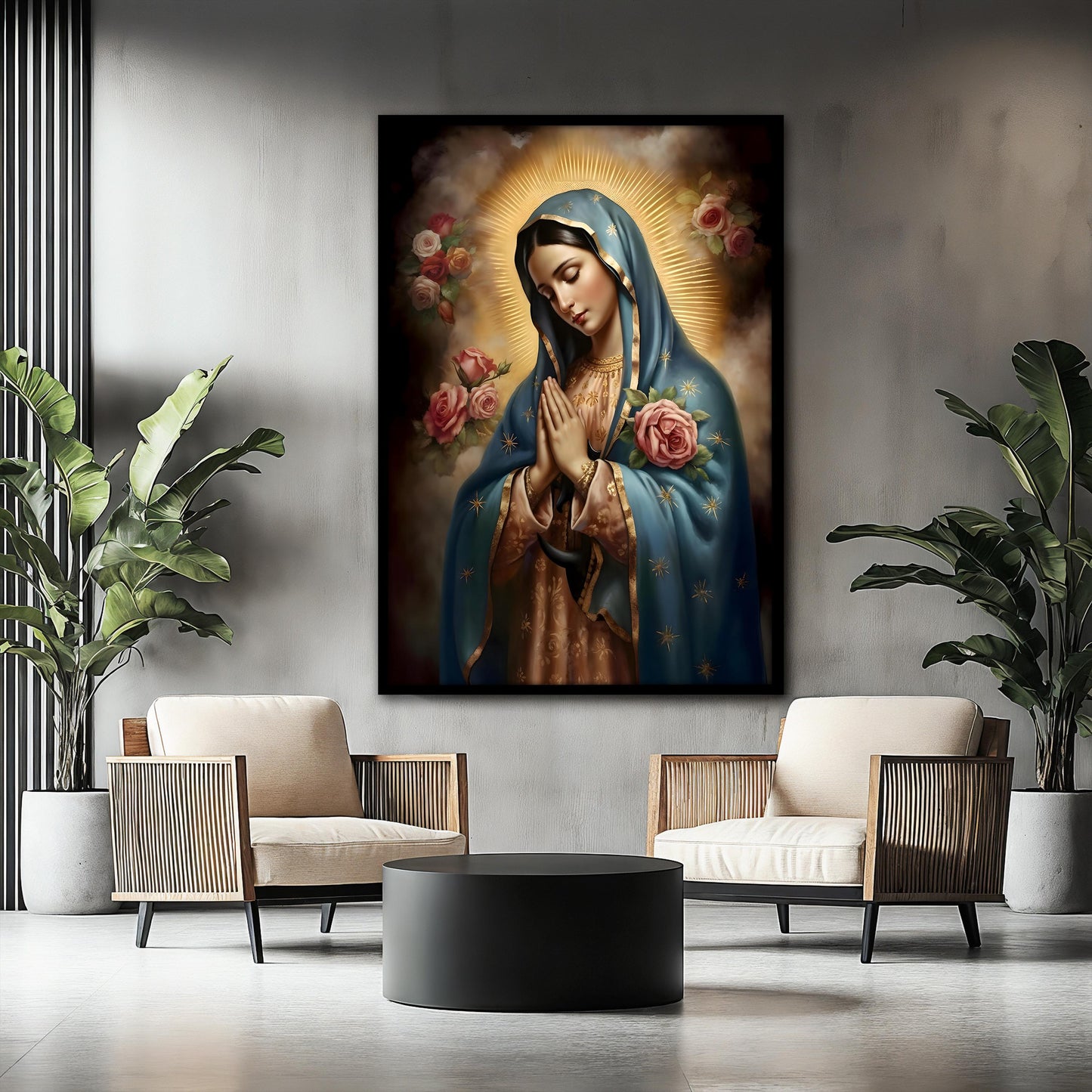 Virgin Mary Canvas Painting, Our Lady of Guadalupe Art, Religious Catholic Wall Decor