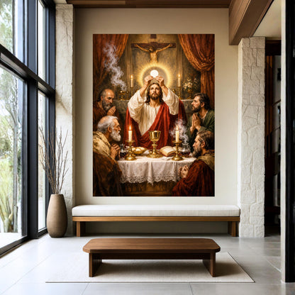 Last Supper Canvas Print, Jesus and Apostles Christian Wall Art, Vintage Biblical Painting
