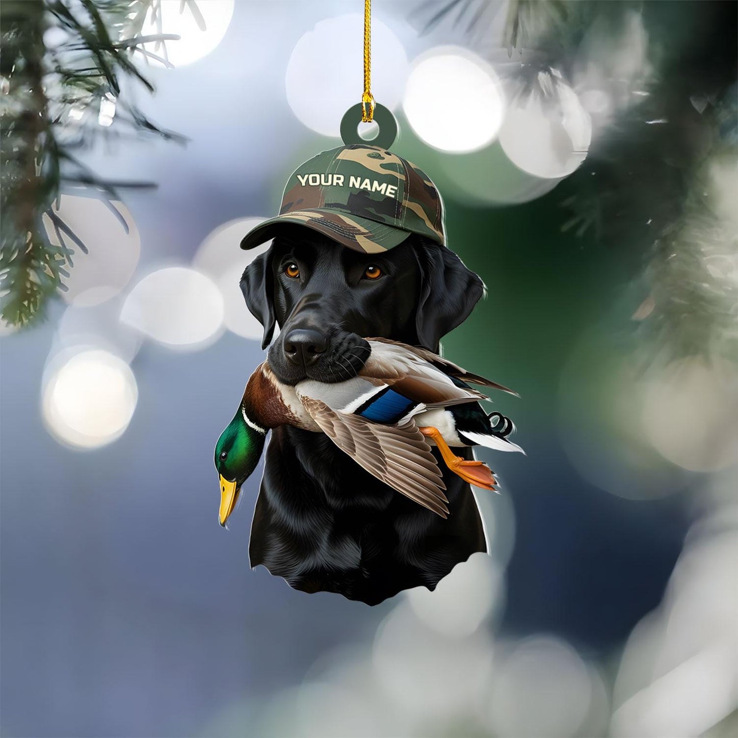 Custom Name Dog duck Christmas Tree Ornament