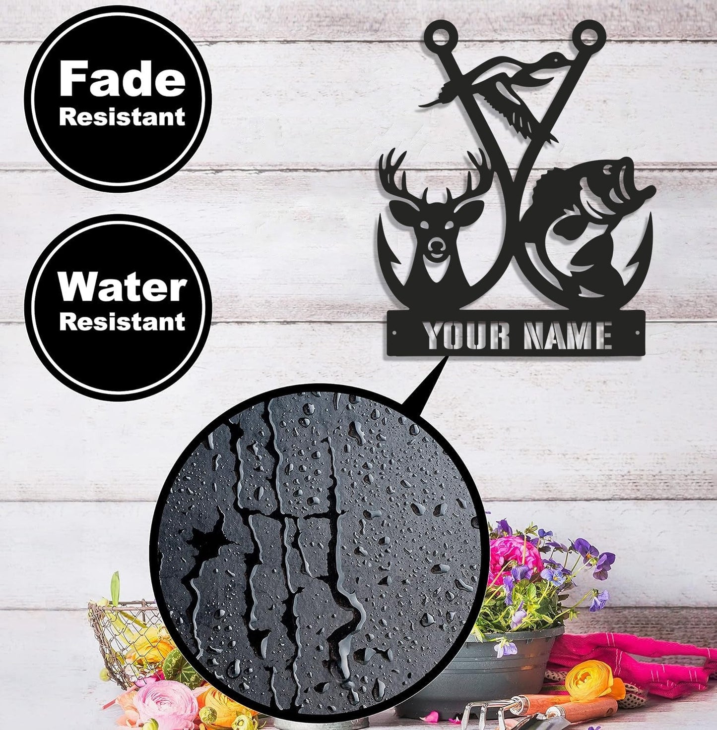 Personalized Hunting Fishing Metal Sign WITH LED/WITHOUT LED, Deer Duck Bass Wall Decor
