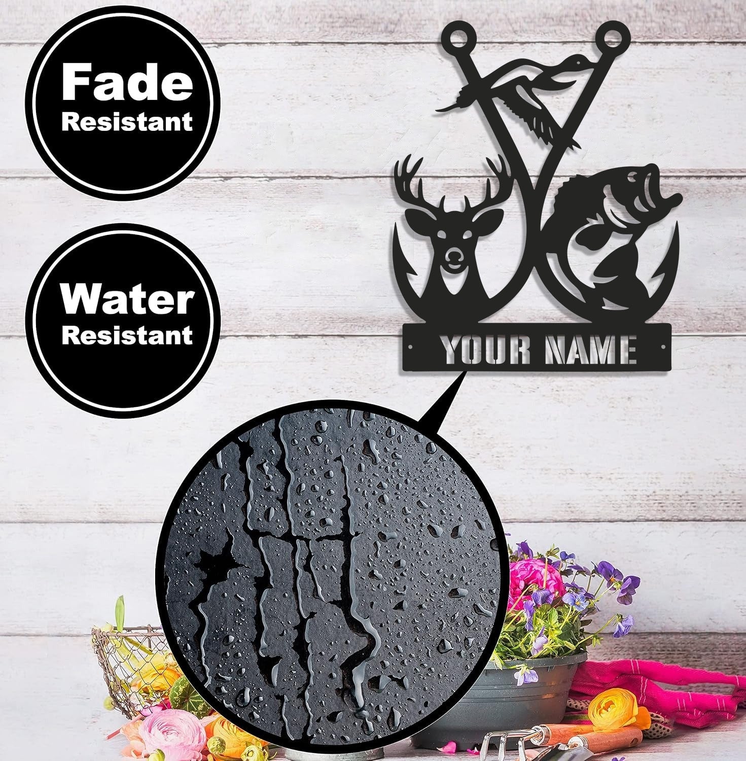 Personalized Hunting Fishing Metal Sign WITH LED/WITHOUT LED, Deer Duck Bass Wall Decor