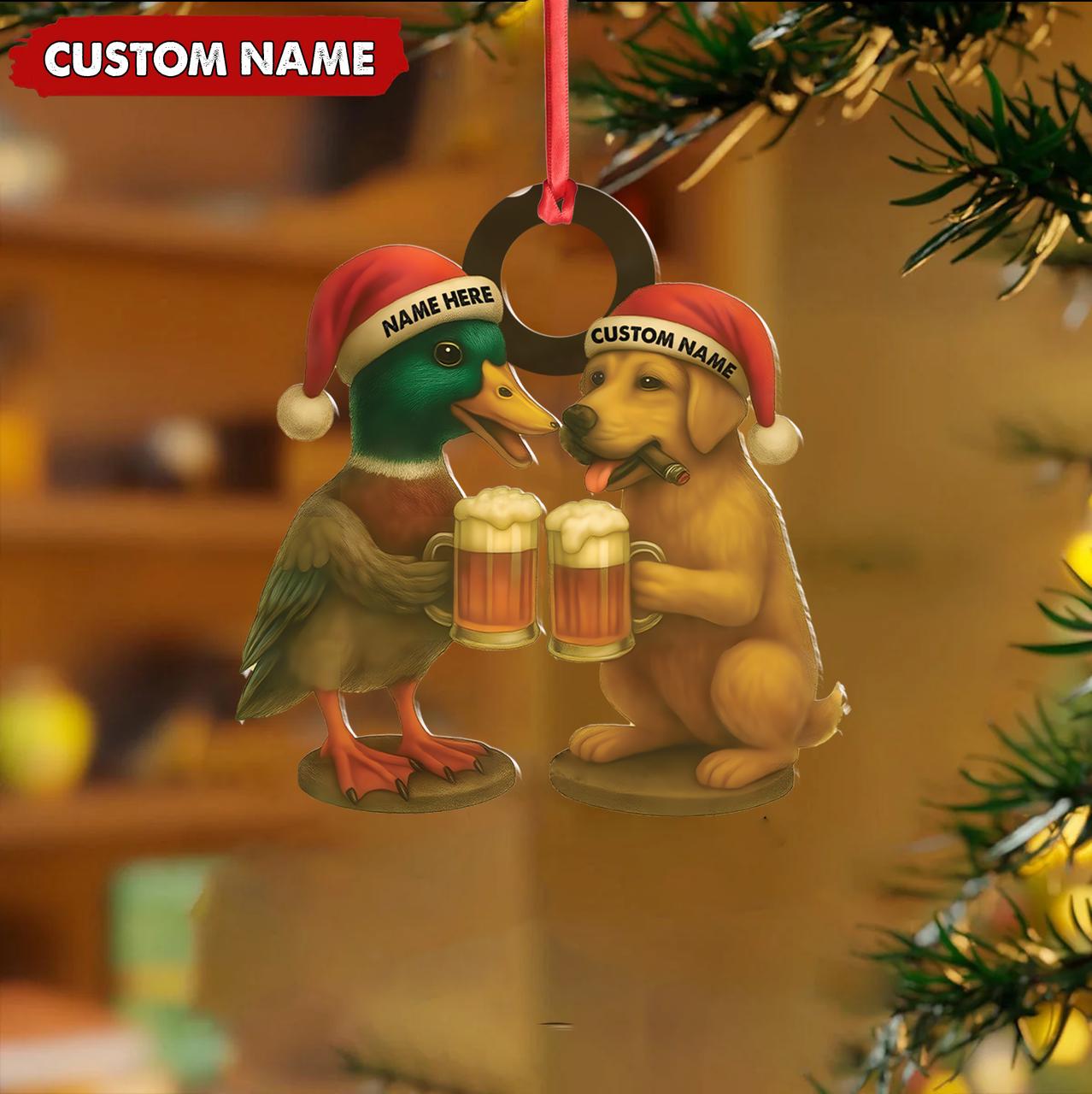 Custom Duck And Dog 2D Flat Acrylic Ornament