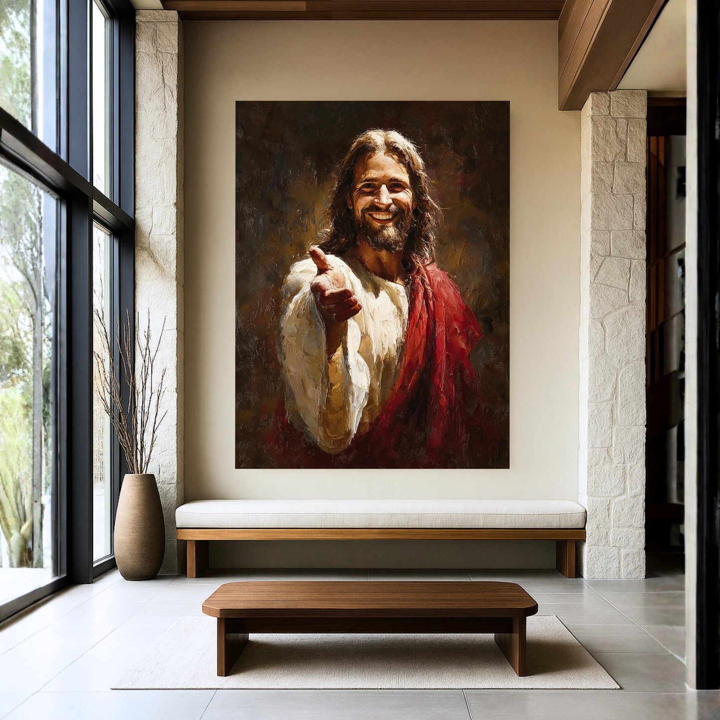 Jesus Smiling Canvas Wall Art Christian Home Decor Gallery Canvas or Poster Print