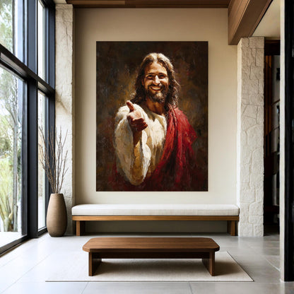 Jesus Smiling Canvas Wall Art Christian Home Decor Gallery Canvas or Poster Print