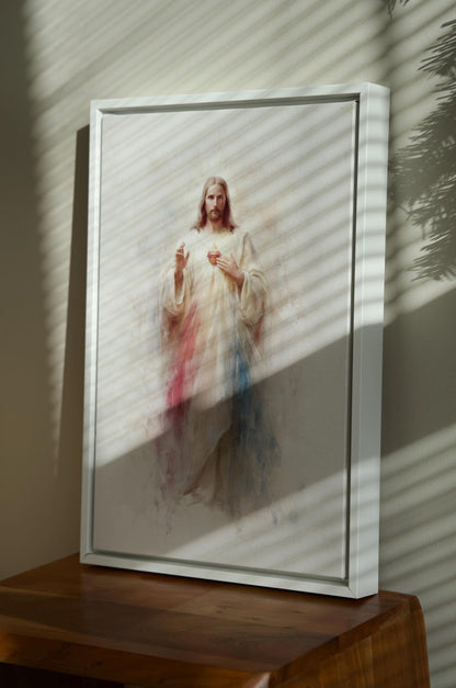Divine Mercy Sacred Heart of Jesus Modern Christian Canvas Painting Catholic Art